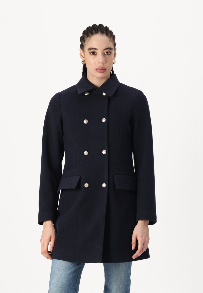 Vila Coat Giacca Invernale Da Donna Con Cappuccio Alto E Maniche Lunghe, Tasche Aperte, Colore Nero