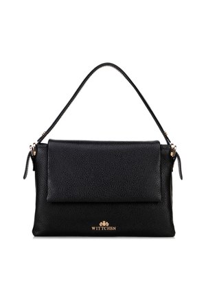 Black leather handbag with single top handle, flap closure, and small gold Wittchen logo on front center.