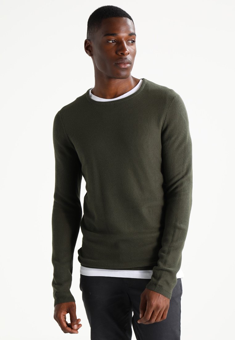 TOM TAILOR DENIM STRUCTURED CREWNECK Trui woodland green TOM TAILOR DENIM Sweater woodland greenolijfgroen