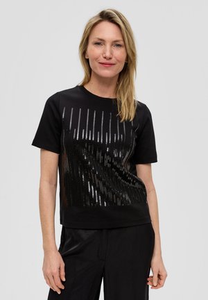 s.Oliver BLACK LABEL MIT PAILLETTEN - T-Shirt print - schwarz