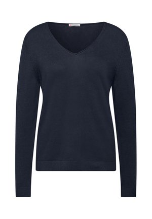 V-NECK PULLOVER - Striktrøje - blau