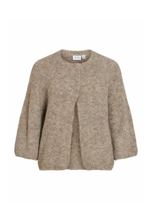 VILA, KNITTED CARDIGAN VIBOWS 3/4 SLEEVED - Gilet - natural melange