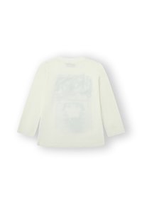 Camiseta de manga larga color crema con un sutil estampado gráfico en la parte posterior y un cuello redondo. Fabricada con material de algodón suave.