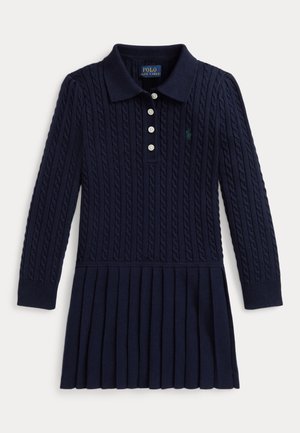 MINI CABLE POLO SWEATER DRESS - Džemperkleita - cruise navy