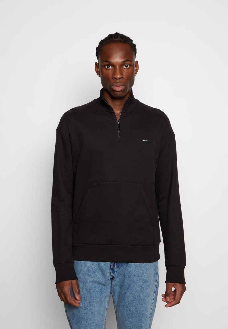 Calvin Klein COMFORT QUARTER ZIP Sweater black/zwart Zalando.nl