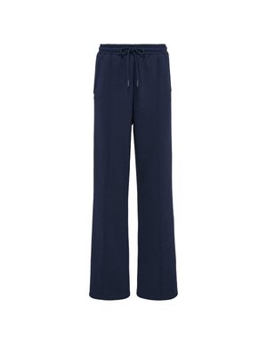 Marineblaue Jogginghose aus weichem Stoff, mit einem elastischen Bund und Kordelzug, weitem Bein und zwei Seitentaschen.