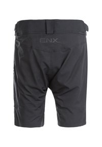 Mustat shortsit, jotka on valmistettu kevyestä kankaasta. Niissä on sileä pinta, joustava vyötärö ja huomaamaton brändäys takana.