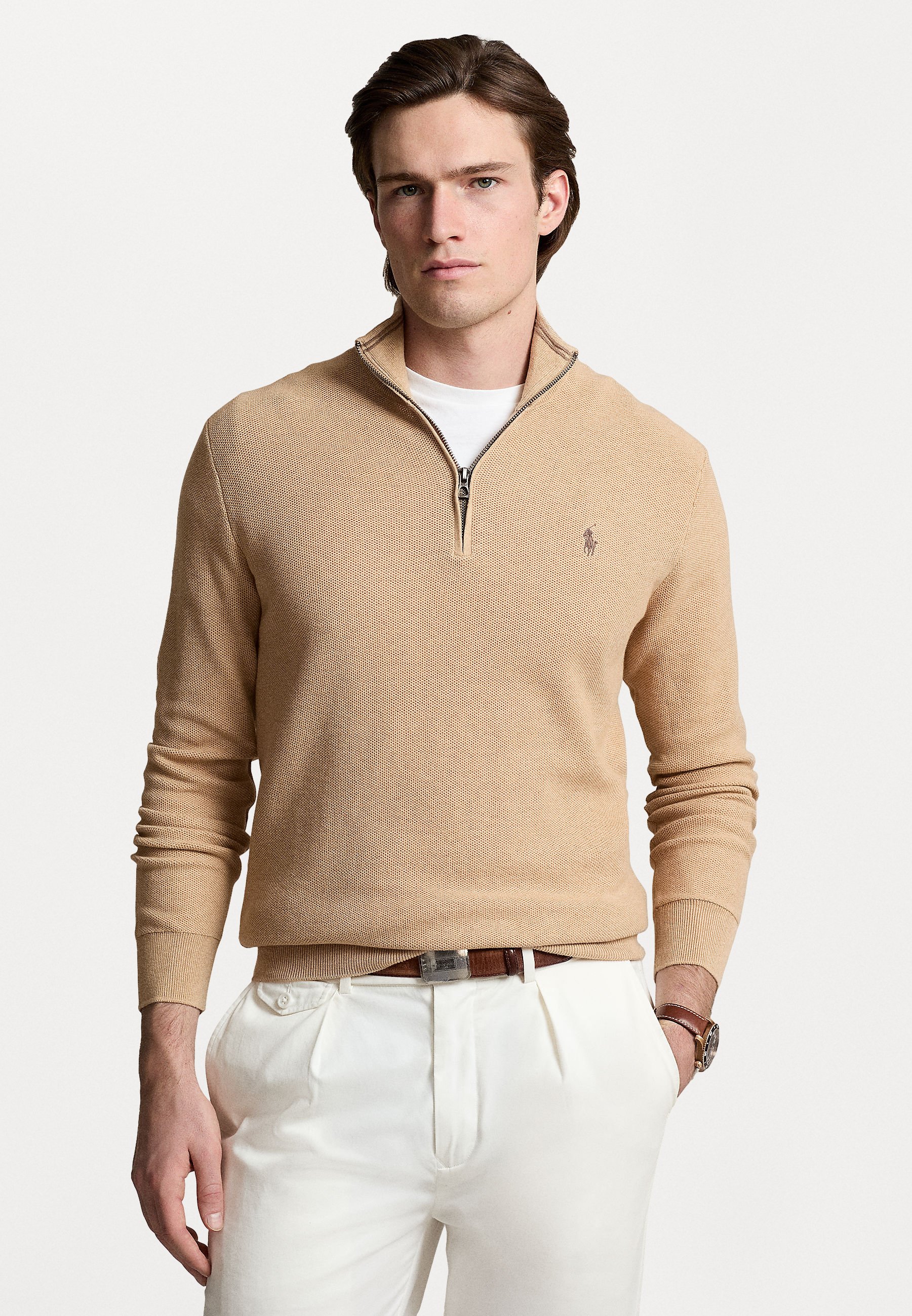トップス Polo ralphlauren Polo Ralph Lauren LONG SLEEVE PULLOVER - Jumper - camel melange
