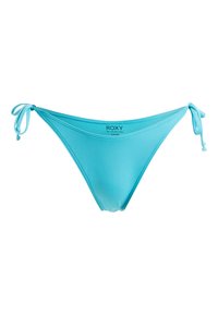 Ljusblå bikiniunderdel i mjukt tyg. Har justerbara sidoknytningar och en design med minimal täckning. Varumärkeslogotyp synlig på midjebandet.