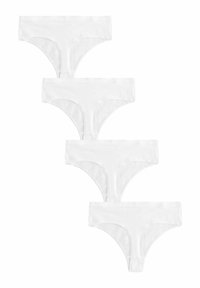Pakket van vier witte katoenen stringonderbroeken. Kenmerkt zich door zachte stof, een lage taille en naadloze randen voor comfort.