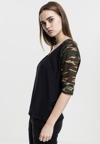 Urban Classics LADIES 3/4 CONTRAST RAGLAN TEE - Apdrukāts T-krekls - black