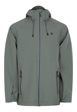 Herre grøn hættejakke, vandtæt, med frontlynlås, to lynlåslommer i siden, elastiske manchetter og justerbare hætter snore.