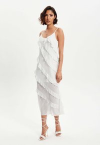 Liquorish DIAGONAL FRILL  - Cocktail dress / Party dress - white