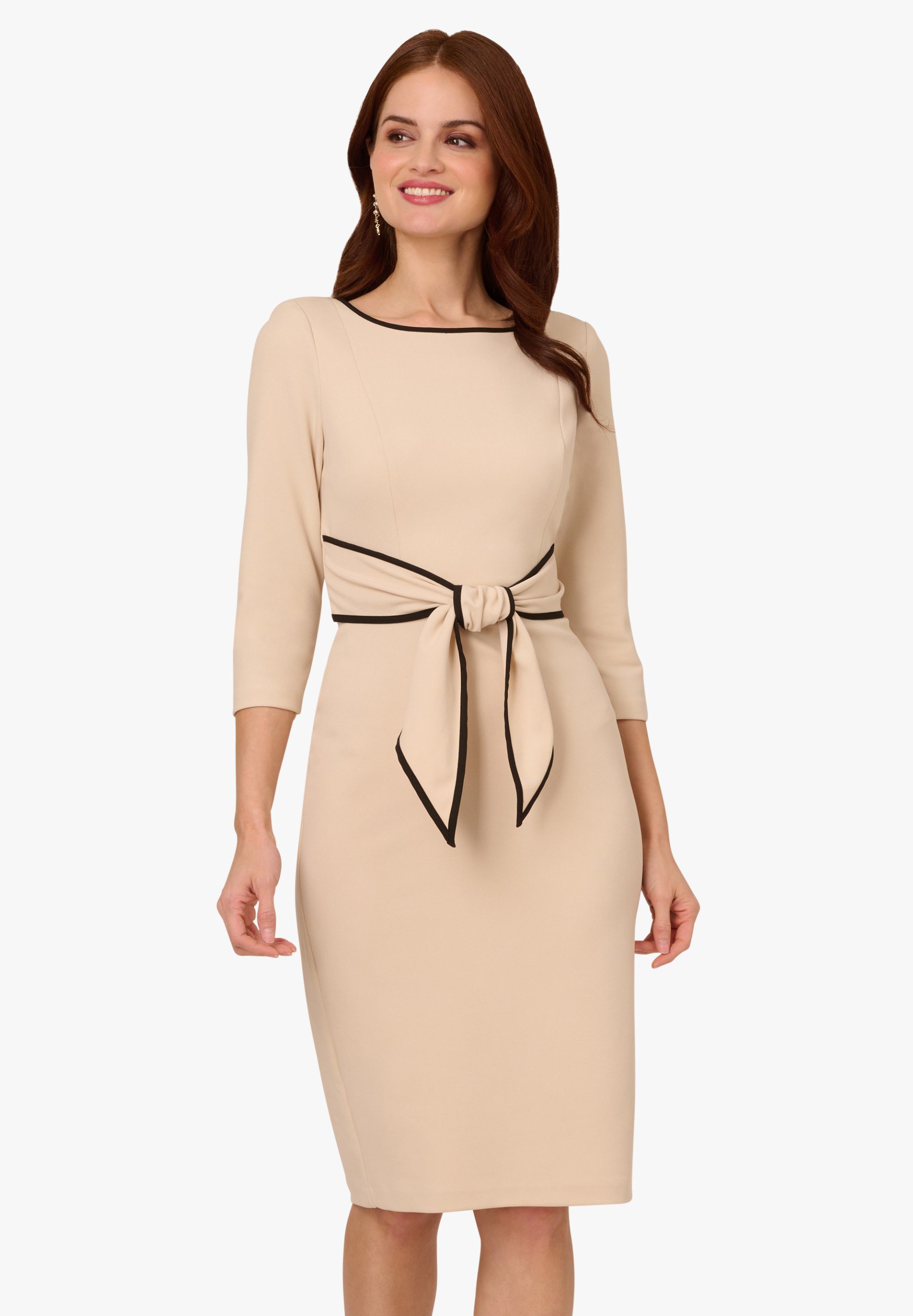 beige black tie dress CO's Long Sleeve Shirt Dress | Crepe
