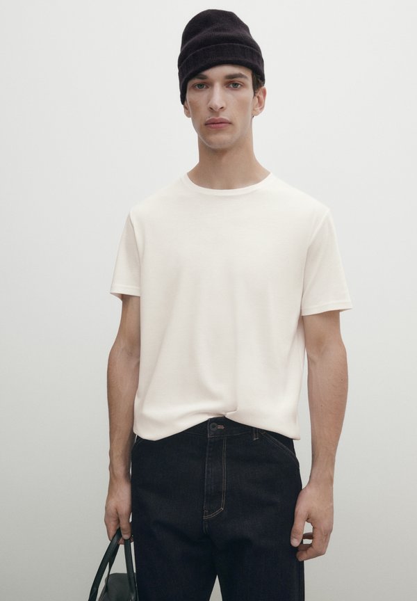 KURZÄRMELIGES  AUS REINER  - Basic T-shirt - beige