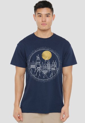 Cotton Soul, HARRY POTTER HOGWARTS FULL MOON LINE ART - T-Shirt print - dark blue