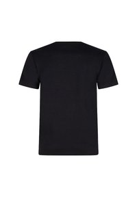 Sort kortærmet t-shirt med rund hals. Lavet af blødt stof, har et ensfarvet design og en normal pasform uden synlige grafik.