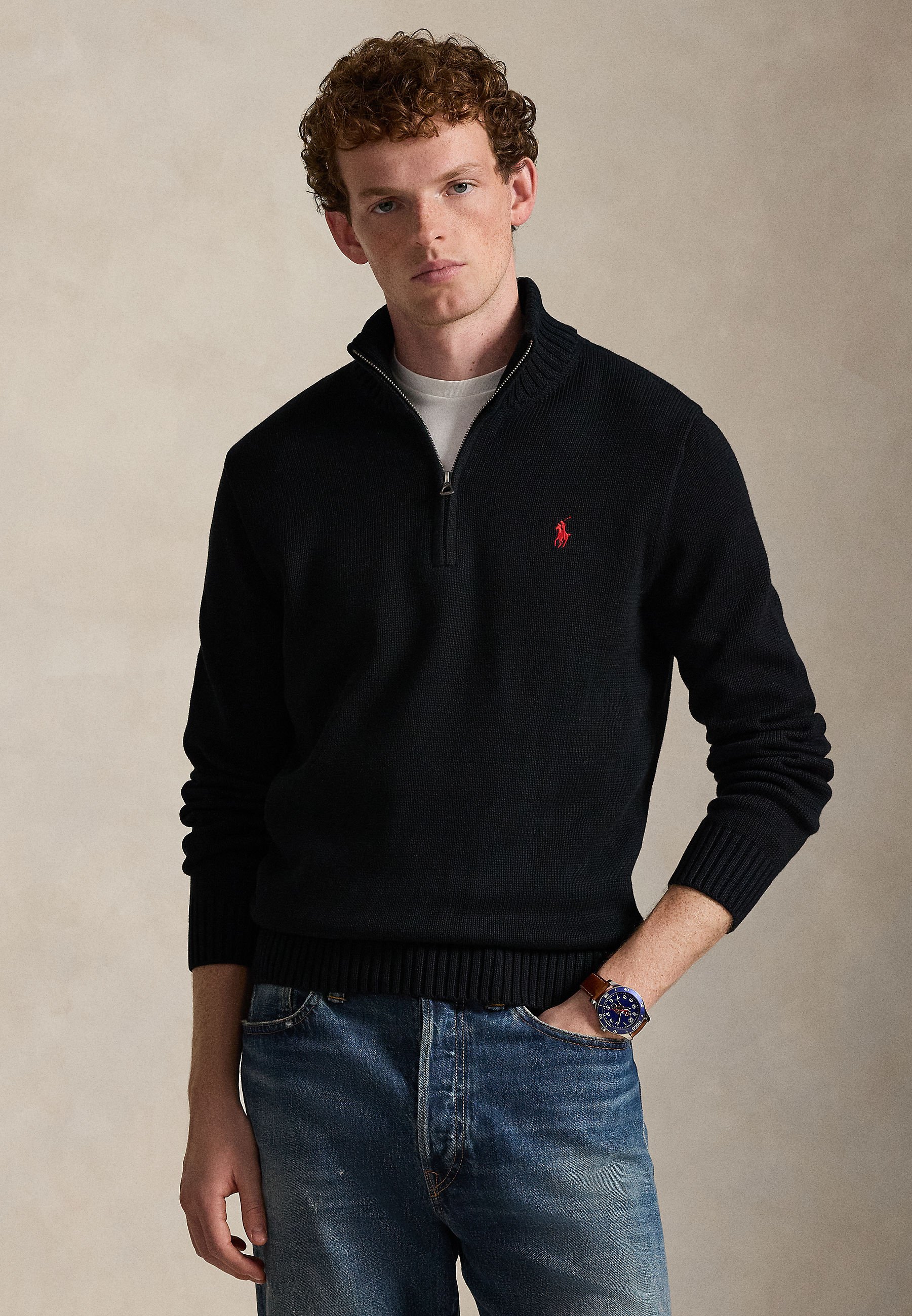 Polo Ralph Lauren COTTON QUARTER-ZIP MOCKNECK SWEATER - Pulover