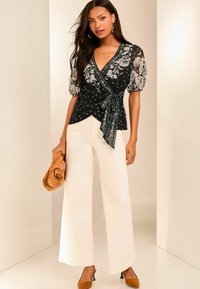 Lipsy PUFF SLEEVE TIE WAIST WRAP  REGULAR FIT - Blūze - black