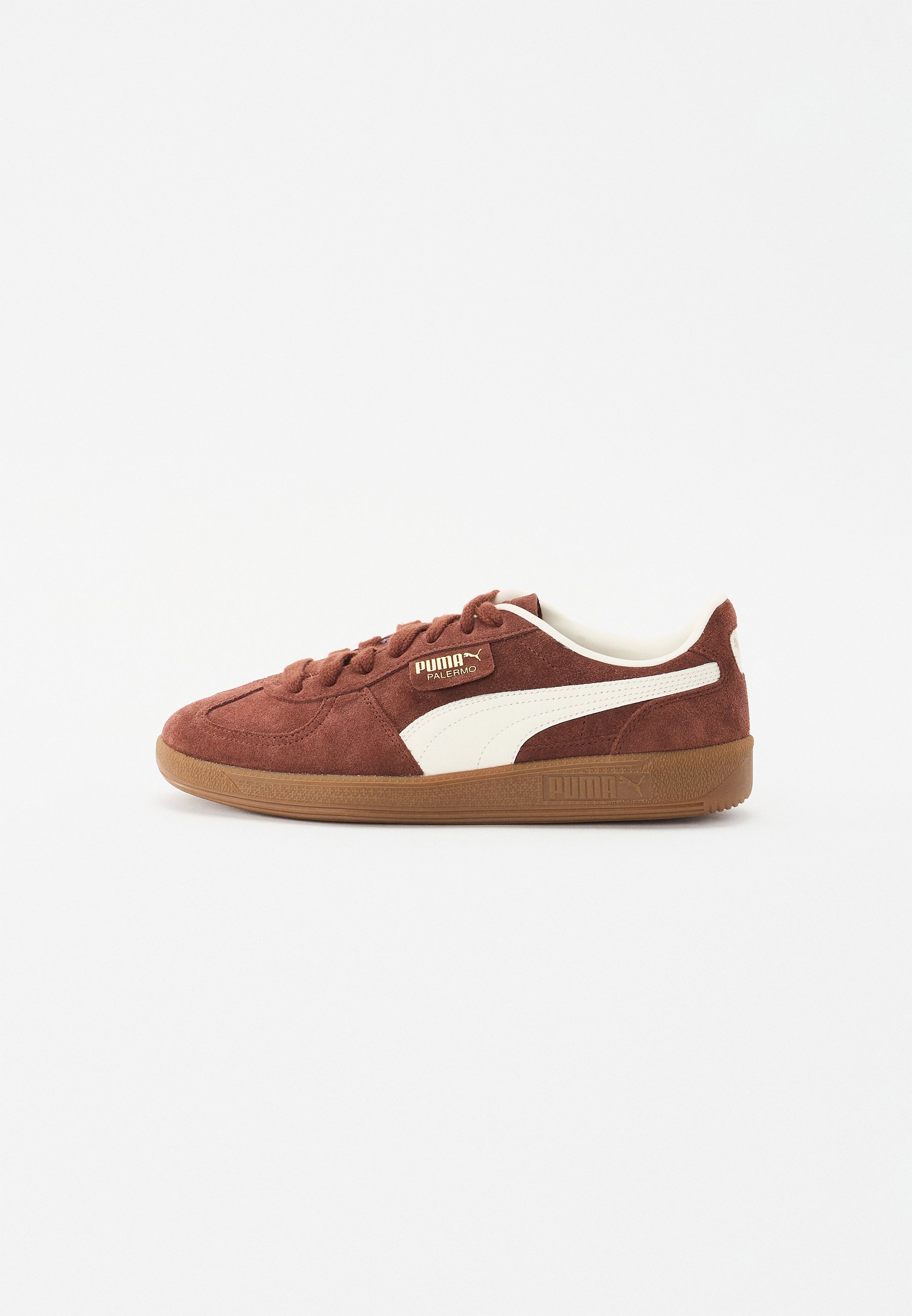Puma PALERMO UNISEX Trainers chocotart/warm white/gold/brown