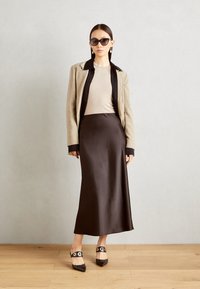 Lindex MARIA - A-linjekjol - dark brown