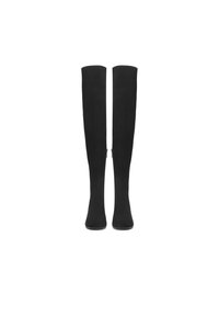 Schwarze over-the-knee Stiefel aus weichem Wildleder, mit einer figurbetonten Passform, glatter Textur und einem Reißverschluss an der Rückseite für einen sicheren Sitz.