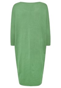 Grön oversized klänning i lätt stickad tyg, med rundad halsringning och trekvartslånga ärmar med en avslappnad passform.