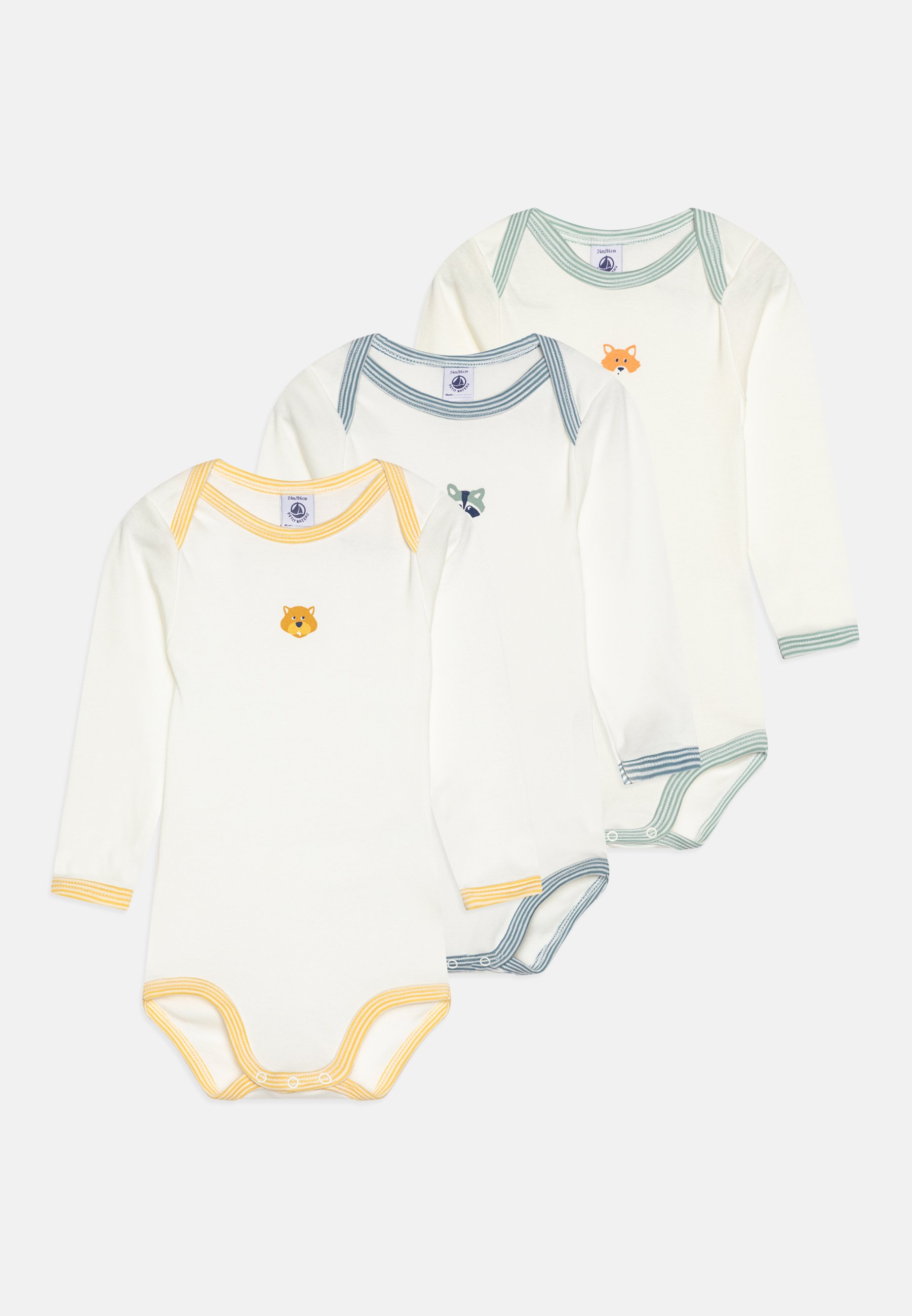 Petit Bateau Baby Bodies Jungen 3er Pack - Kurzarm Bodies Aus Rippstrick Mit Druckknöpfen