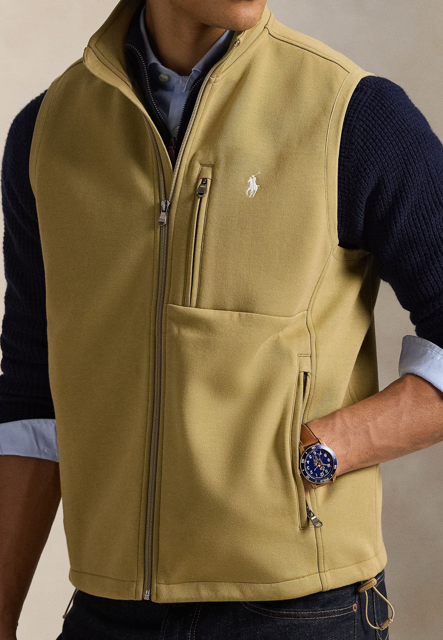 Polo Ralph Lauren DOUBLE-KNIT MOCKNECK VEST - Bodywarmer - desert