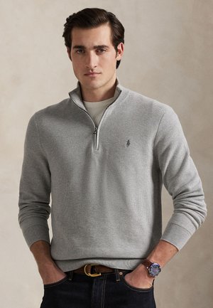 KNIT COTTON QUARTER ZIP JUMPER - Striktrøje - andover heather