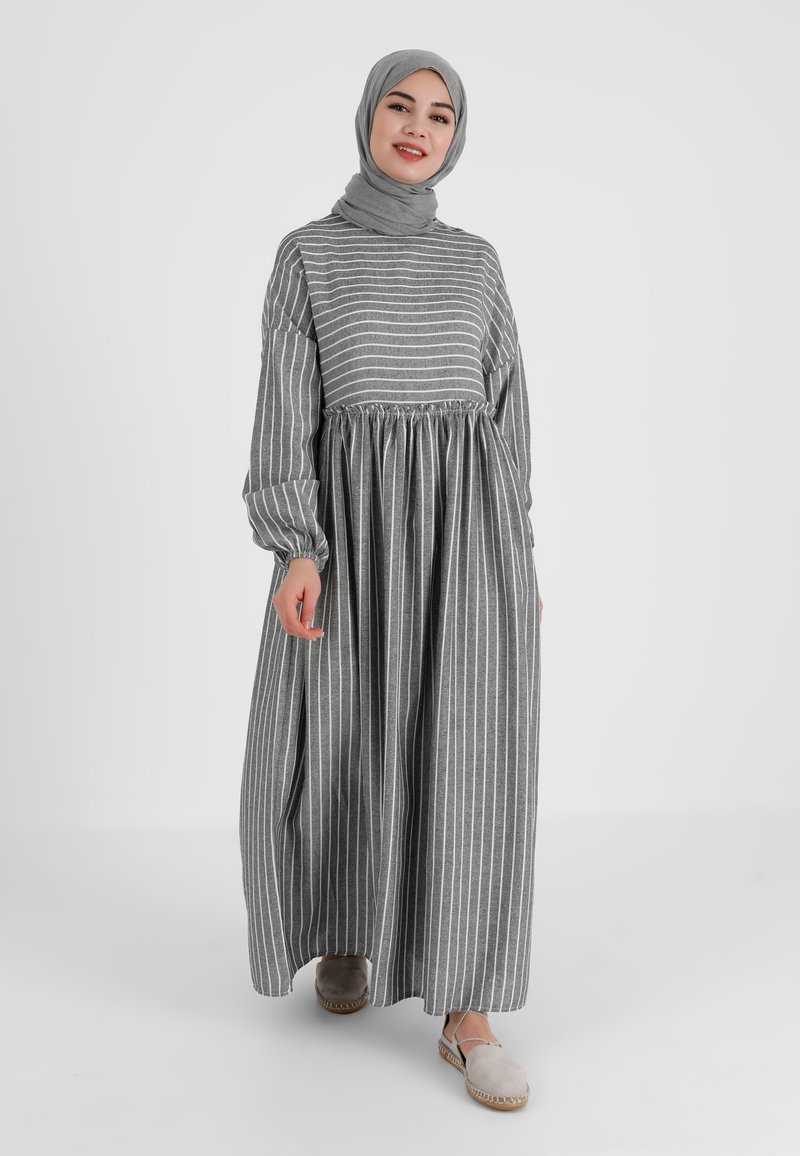 Modanisa STRIPE CREW NECK MODEST - Robe longue - black/noir - ZALANDO.FR