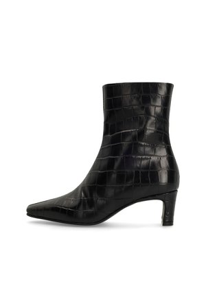 MANFIELD BORDEAUXROTE LEDERSTIEFELETTEN MIT ABSATZ - Stiefelette - schwarz
