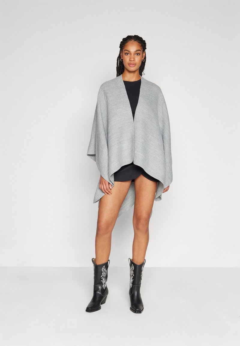 Vifjolira High Neck Poncho Medium Grey Melange