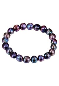 Bracciale in perle d'acqua dolce viola e blu, caratterizzato da perle di forma irregolare con una finitura lucida, assemblate insieme in un'unica spirale.