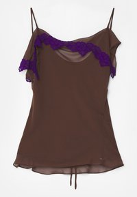 ASYMMETRIC TANK WITH TRIM - Top - chocolat