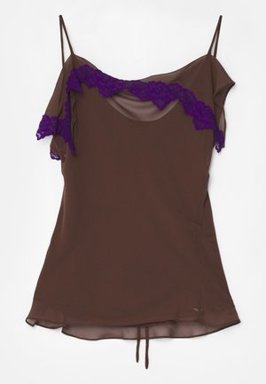 ASYMMETRIC TANK WITH TRIM - Top - chocolat