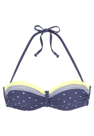 LASCANA BANDEAU - Bikini-Top - blau gelb bedruckt