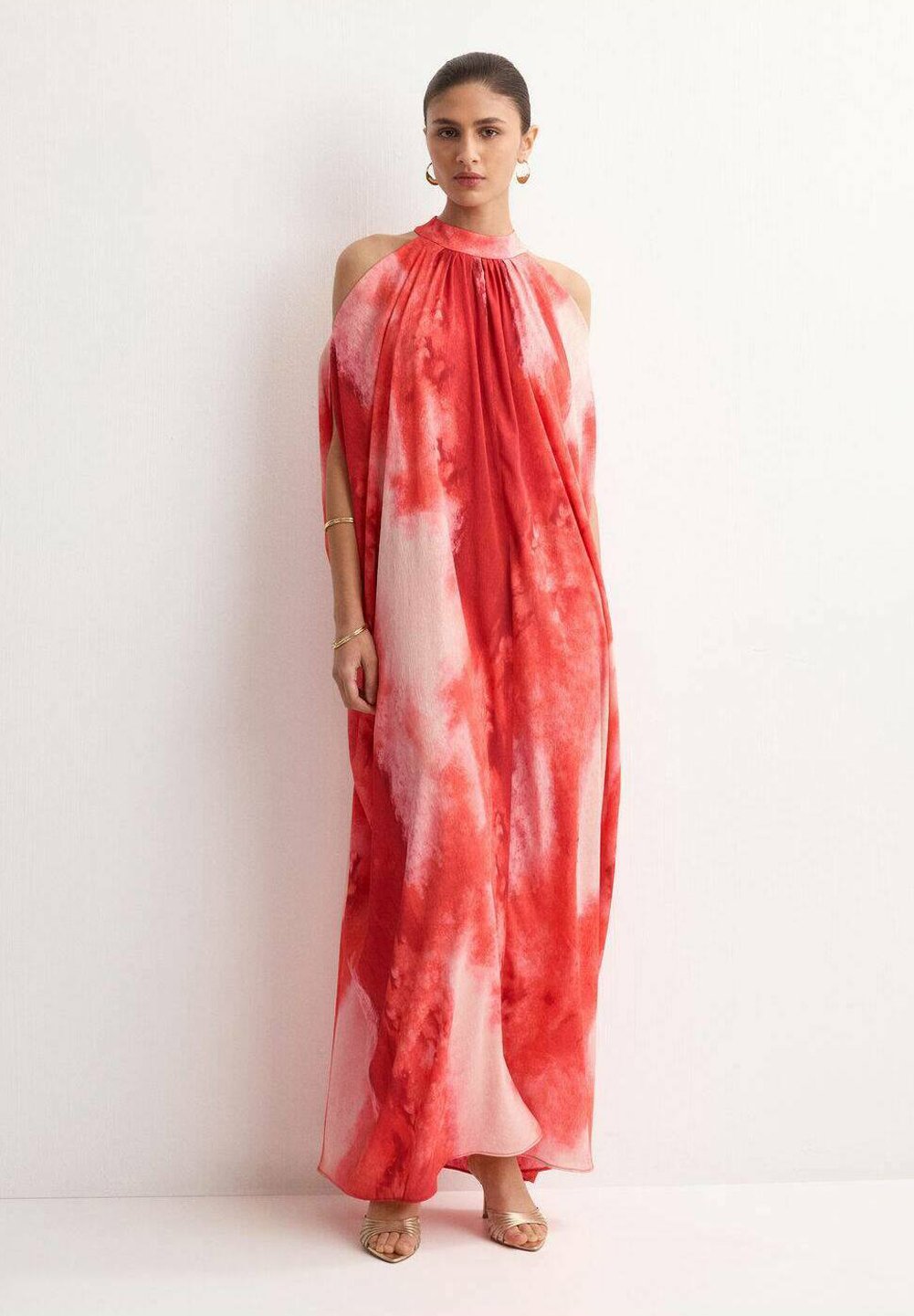 strapless open back dress Red Tie and Dye Embroidered Dress – Missprint India main image 0