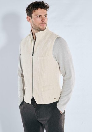 MIT ZIPPER - Weste - naturweiss