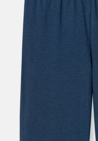 Navy blue cotton shorts with an elastic waistband, featuring a smooth texture and simple cut, designed for comfort and ease of movement.
