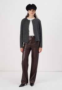 Vero Moda VMMARINA O NECK BOO - Cardigan - dark grey melange