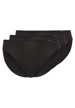 Black cotton briefs set, featuring three pairs with a low-rise design and elastic waistband. Smooth texture and minimal logo detailing.