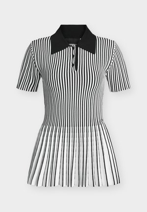 KARL LAGERFELD, PLEATED KNIT POLO - Πόλο - white/black