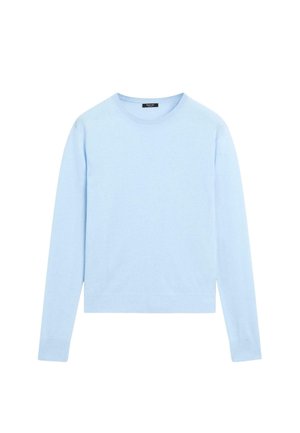 Helles blaus, langärmliges Sweatshirt aus weichem Material. Mit Rundhalsausschnitt, gerippten Bündchen und geradem Saumdesign.