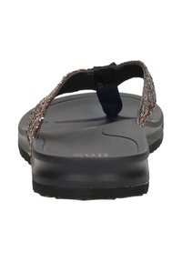 Black flip-flop sandals with a textured, woven strap, and a smooth, contoured rubber sole. Features a toe post for secure wear.