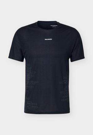 Salomon, SENSE AERO TEE - Trükipildiga T-särk - deep black/black beauty