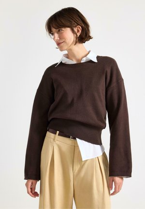 Striktrøje - dark brown