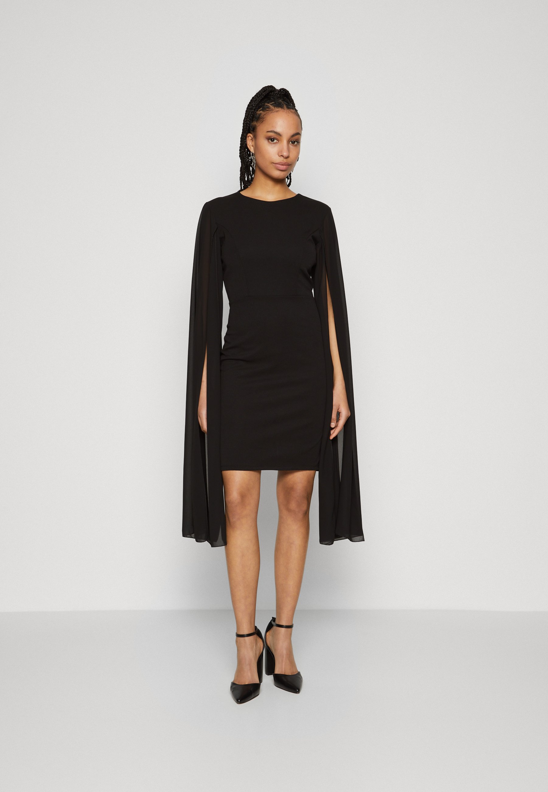 Homeyee A234 Elegante cocktailjurk voor dames, reliëf, swing, retrojurk, zwart, S