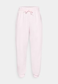Ljusrosa sweatpants i mjukt tyg med elastiskt midjeband och dragsko samt elastiska muddar vid anklarna.