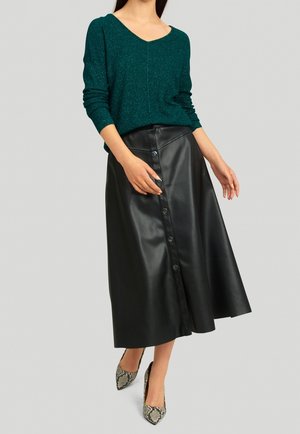 Striktrøje - metallic green